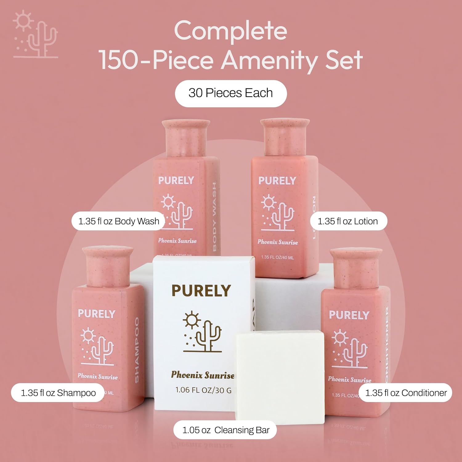 150 piece set | Hotel Soaps and Toiletries Bulk set | For Airbnb Essentials for Hosts | Mini Travel Size Shampoo and Conditioner Sets | Bulk Travel Size Toiletries | Homeless Supplies Bulk Amenities