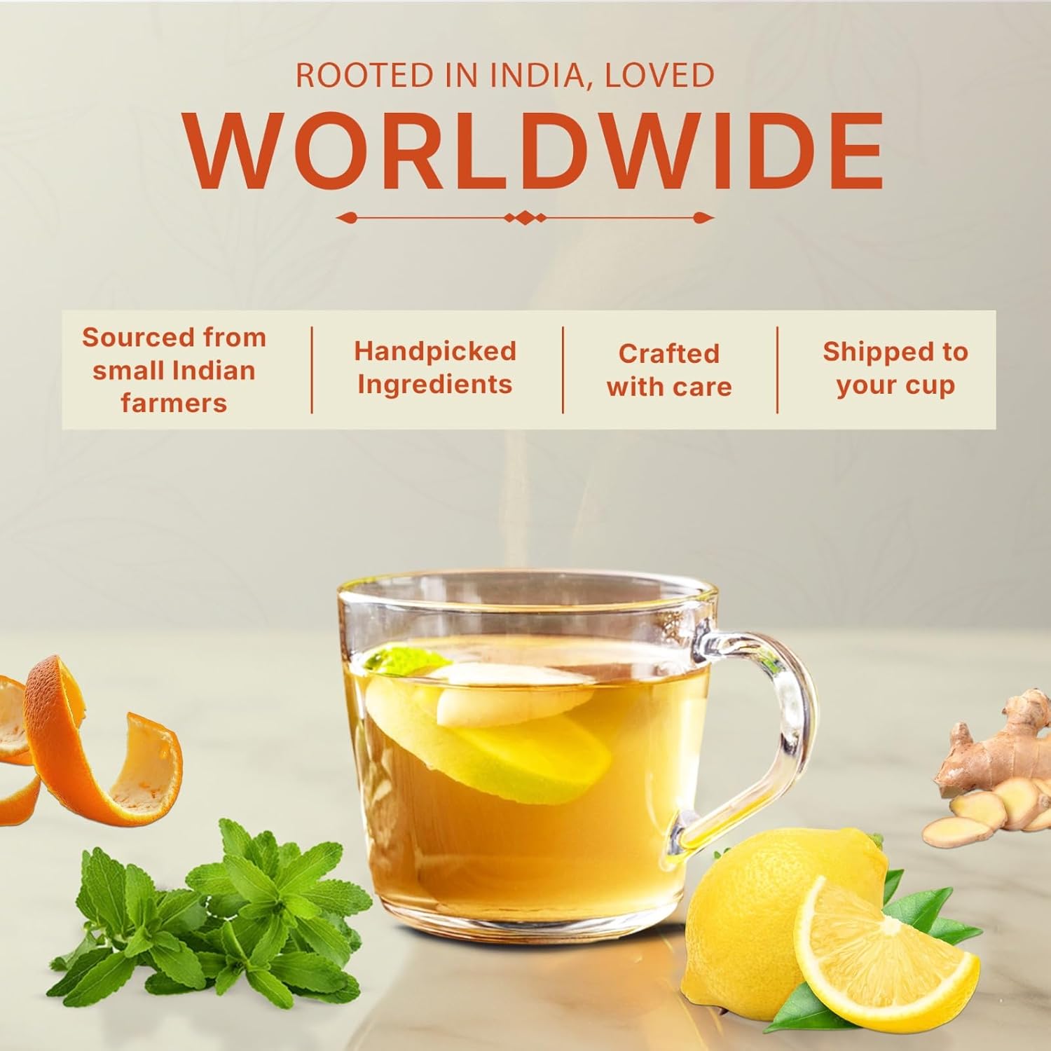 Lemon Ginger Green Tea Bags (50 Count), Green Tea with Orange Peel, Black Pepper & Mint Extract, Caffeinated, Real and Natural Green Tea, Blended with Fresh Herbs and Spices, Gluten Free