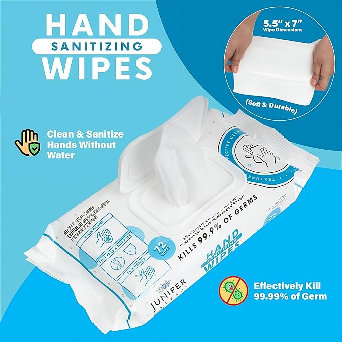 3 Pack Hand Sanitizing Wipes, 216 Count Disposable Hand Sanitizer Wipes, Fresh Scent, Lint Free & Durable