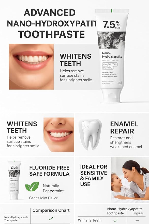 2-Pack Probiotic Whitening Toothpaste Fluoride-Free with Hydroxyapatite for Enamel Repair, Fresh Breath, Stain Removal & Gum Health – Natural Oral Care for Sensitive Teeth