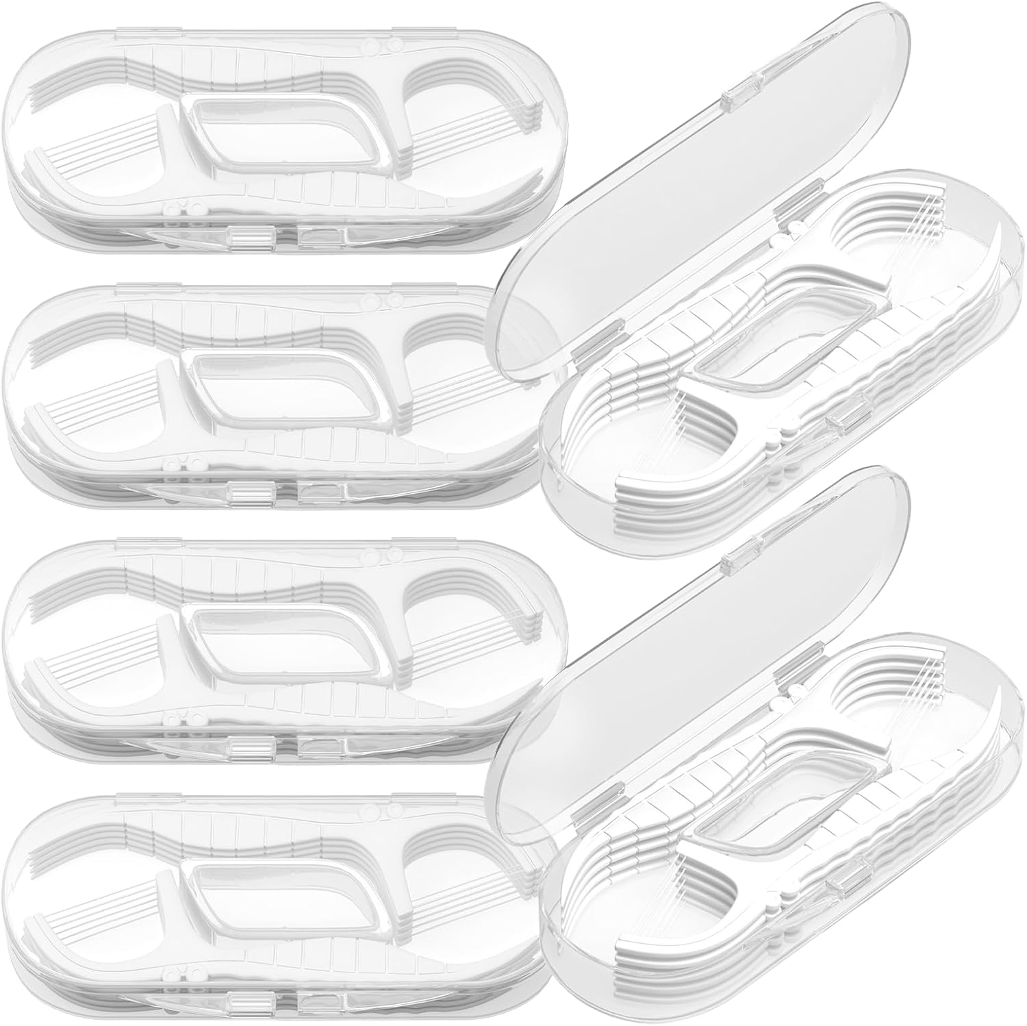 Holy Rose Dental Floss Picks Holder, Mini Flossers Portable Case 6 Box, Mint Flavor for Double String Flossing 60 Count Providing Adults Travel with Perfect Oral Care