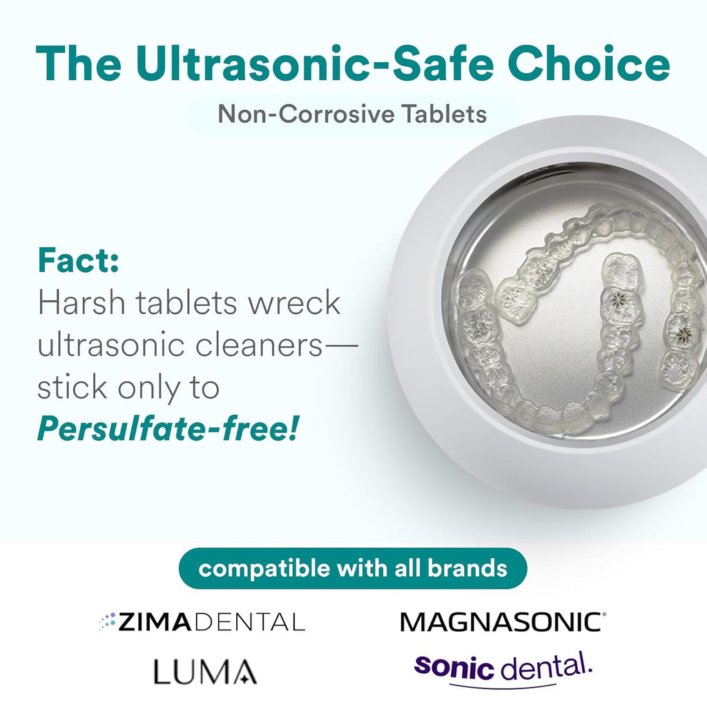 Weiss Naturals Retainer Cleaner Tablets, Invisalign Cleaner, Remove Stains, Odors & Plaque, PERSULFATE FREE Night Guard & Denture Cleaner 4-Month Supply, 120 Mint Scented Tablets
