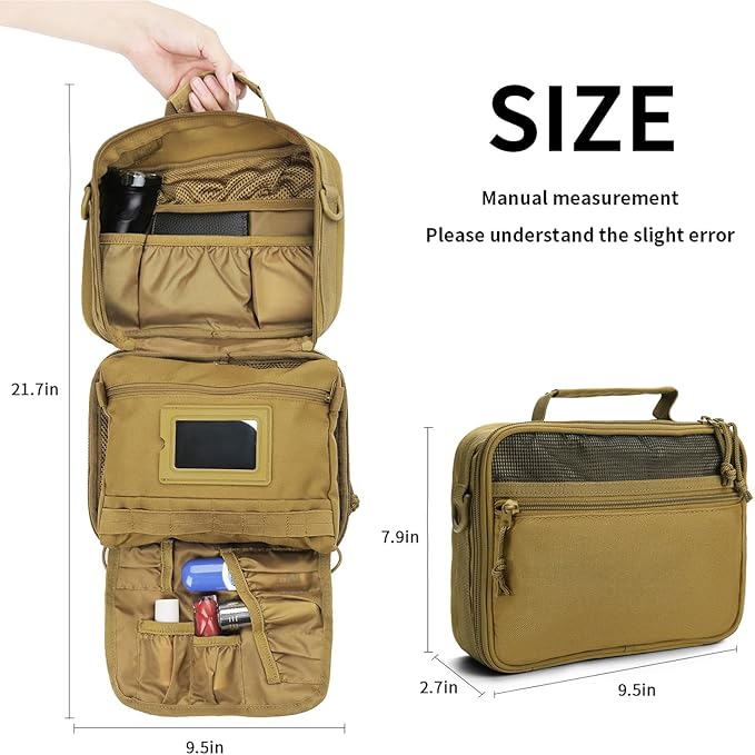 SMONT Tactical Toiletry Bag for Men, 9.5" Hanging Dopp Kit Shaving Hygiene Bag for Traveling Bathroom