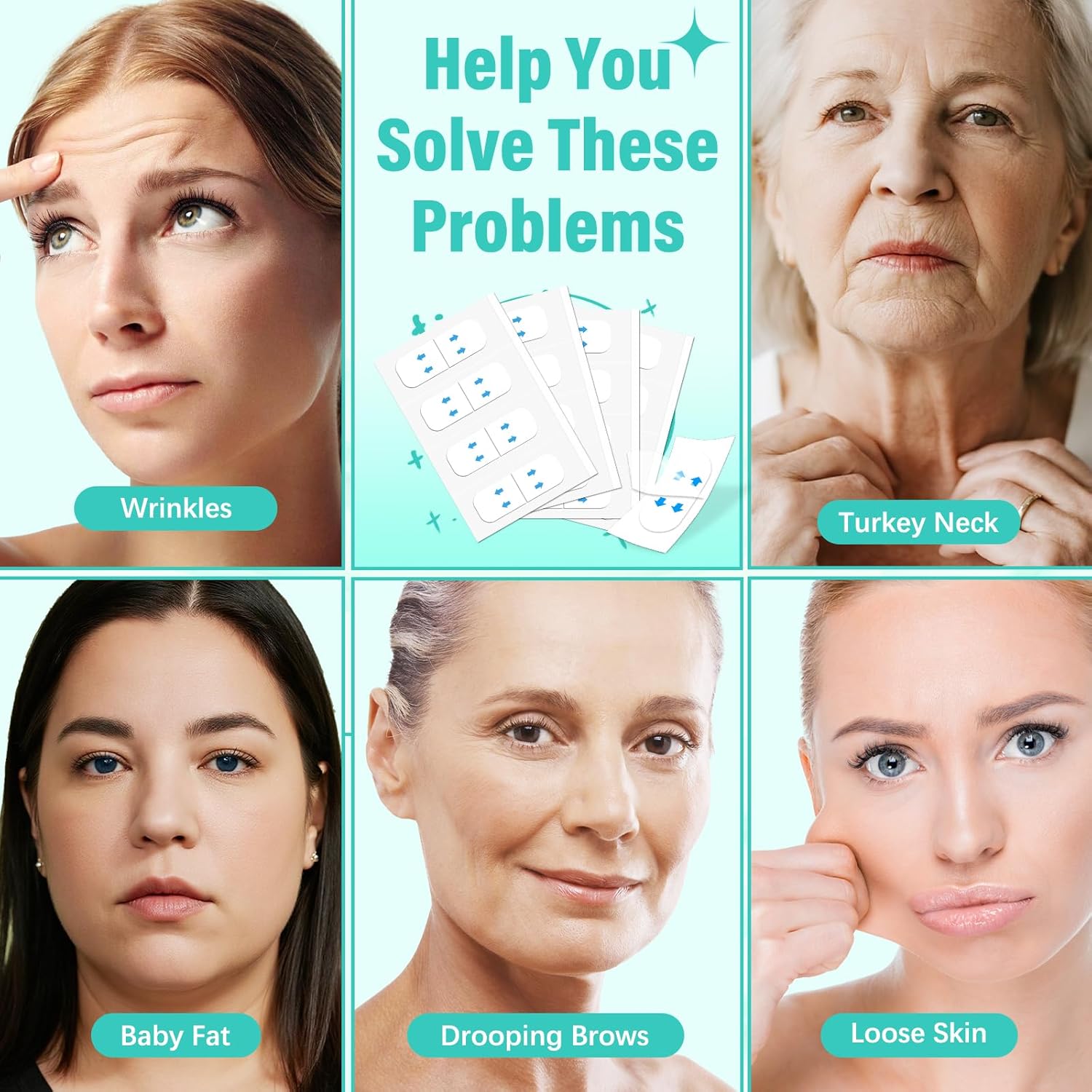 Neck Tape Lifting Invisible, Face Lift Tape Instant Facelift Under Makeup, V Edge Patches Skin Lifter Tapes for Turkey Neck, Loose Sagging Skin, Wrinkle, Jowl, Eye, Double Chin (1 Count (Pack of 200))