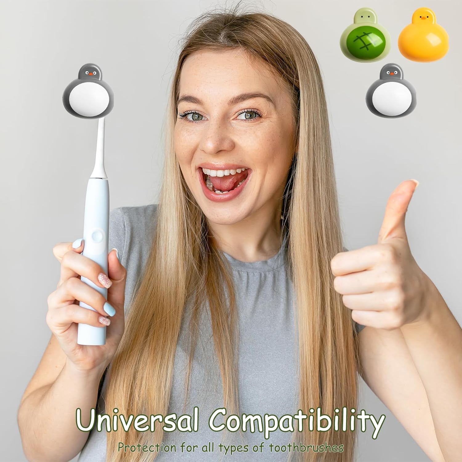 3 Pack Cartoon Tooth Brush Covers – Adorable Toothbrush Caps with Penguin, Duck, and Turtle Designs,Travel Toothbrush Cover for Manual & Electric