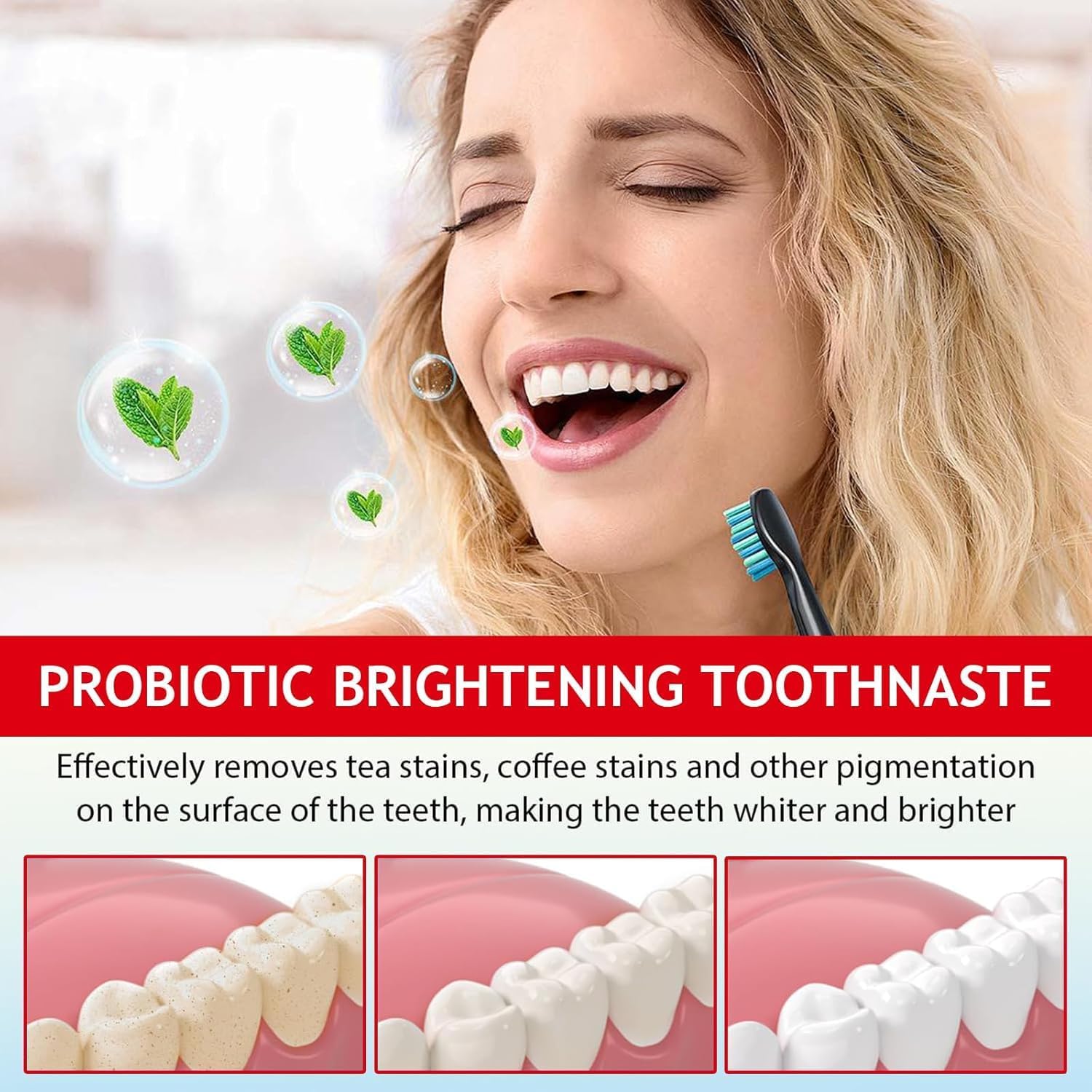 2-Pack SP-6 Probiotic Whitening Toothpaste - Enhanced Formula with 6 Probiotics for Teeth Whitening and Gum Health - Enamel-Safe, Fluoride-Free, Double Mint Flavor,Fresh Breath (Double Mint)