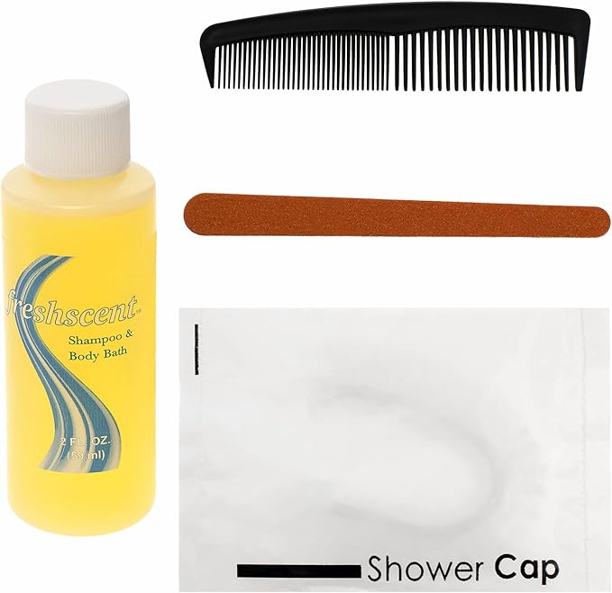 Moda West 24 Kits - Bulk Case of Wholesale Deluxe 15 Piece Toiletry Kit for Men, Women, Travel, Charity