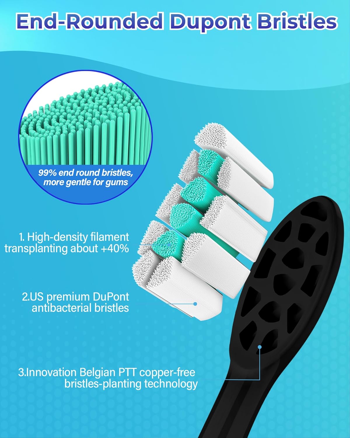 Replacement Toothbrush Heads Compatible with Philips Sonicare：10 Pack Soft Replacement Electric Brush Head Compatible with Phillips Sonicare Snap-on System Black