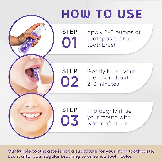 OVNI® SMILE Purple Whitening Toothpaste for Sensitive Teeth – Color Corrector for Yellow Stains – Fluoride-Free, Enamel Safe, Vegan & Gentle – 30ml Toothpaste for Teeth Whitening