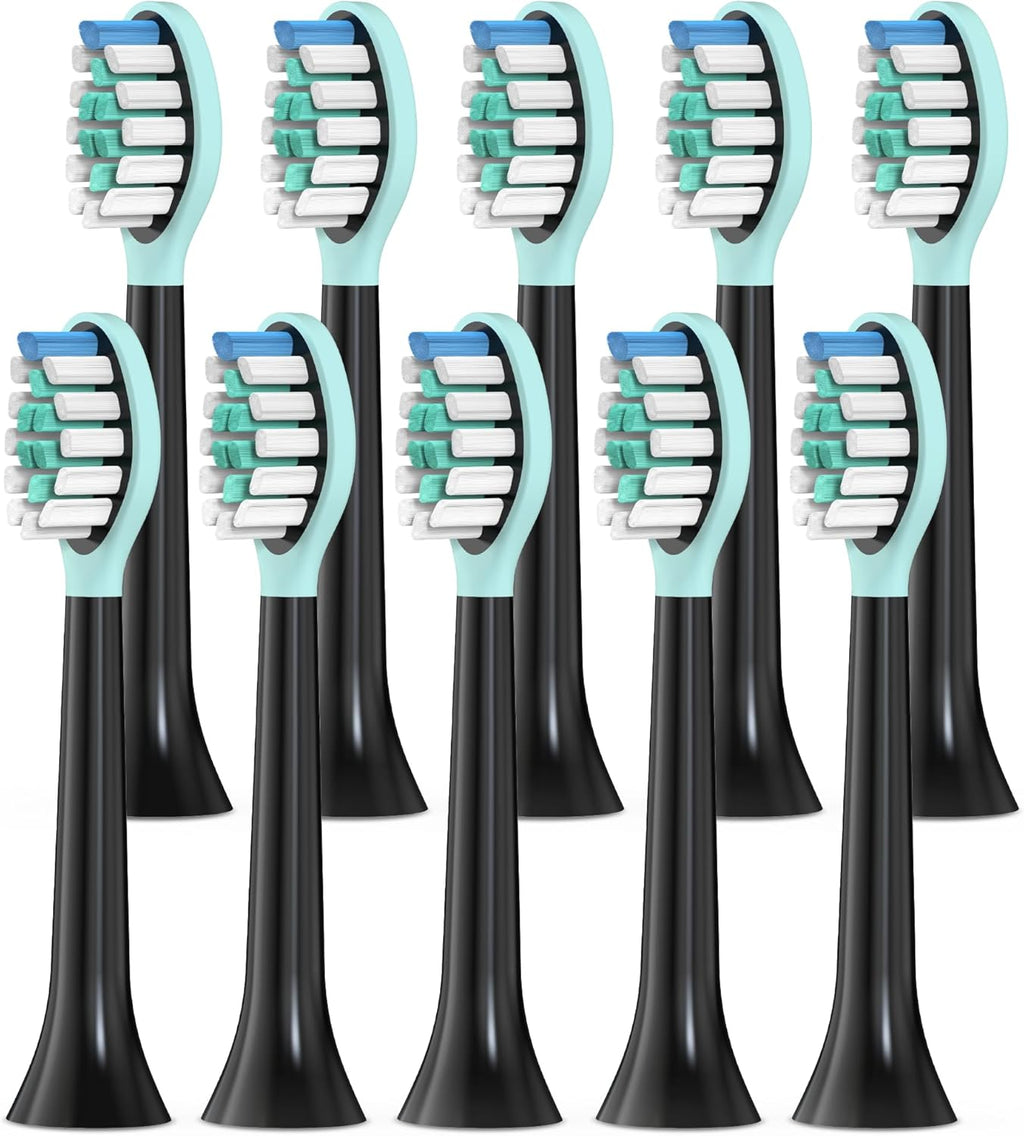 Replacement Toothbrush Heads for Philips Sonicare Electric Toothbrush, 2-in-1 Tongue Cleaner, 10 Pack, Mint Green,Suitable for Philips Sonicare Heads, C2, C1, C3, W1, W2, W3, G1, G2, G3