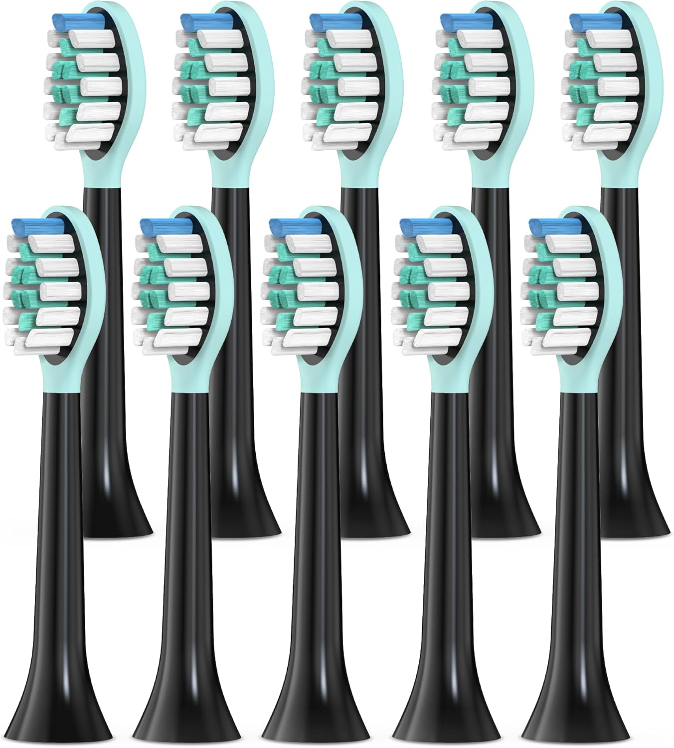 Replacement Toothbrush Heads for Philips Sonicare Electric Toothbrush, 2-in-1 Tongue Cleaner, 10 Pack, Mint Green,Suitable for Philips Sonicare Heads, C2, C1, C3, W1, W2, W3, G1, G2, G3