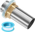 uxcell Faucet Mount Extension Shank 3.2"x 1.25" Stainless Steel Pipe Faucet Extension Nipple Locknut Kit Extension Threaded Lengthen Fixed High Foot with Raised Nut and Gasket Fittings