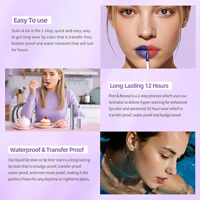 KIMUSE 5 Colors Lip Stain Masque - Long-Lasting Waterproof Lip Tint, Smudge-Proof Matte Lip Stains for All-Day Wear, Transfer-Resistant Lip Makeup