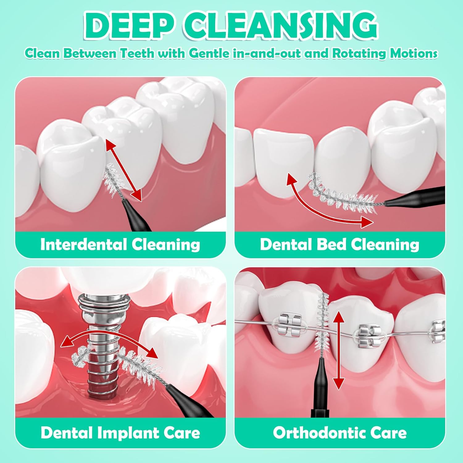 320-Piece Interdental Brush Set, Soft & Flexible Floss Picks for Braces, Orthodontic Care, Teeth Cleaning, 120 Black Spiral Brushes 200 Green Picks, Reusable Oral Care Essentials