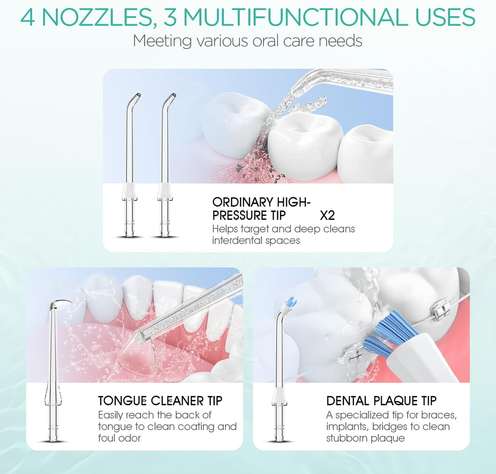 VOYOR-HEALTH Water Dental Flosser for Teeth Cordless, Rechargeable Electric Flosser for Teeth Cleaning and Flossing, Portable Oral Irrigator 3 Modes & IPX7 Waterproof for Travel Home WF400 (Grey)