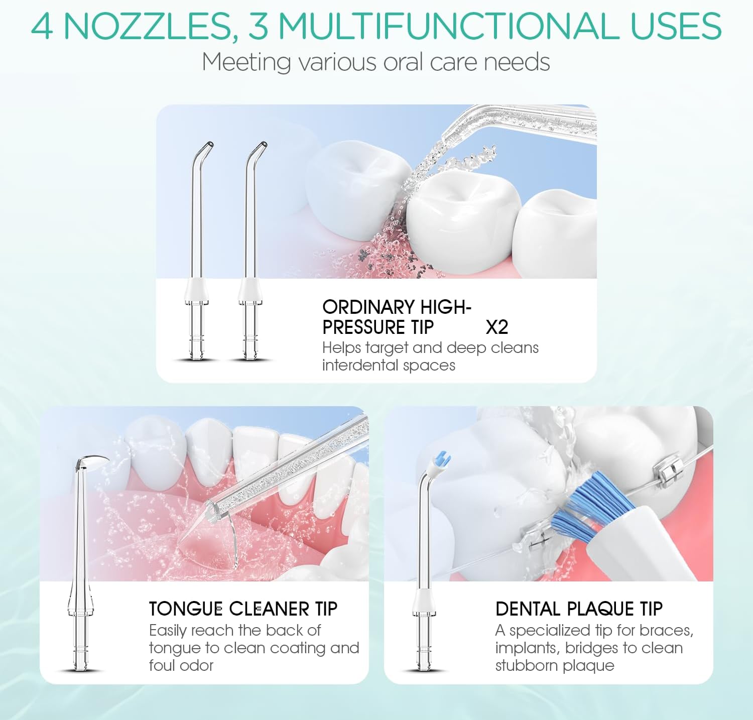 VOYOR-HEALTH Water Dental Flosser for Teeth Cordless, Rechargeable Electric Flosser for Teeth Cleaning and Flossing, Portable Oral Irrigator 3 Modes & IPX7 Waterproof for Travel Home WF400 (Grey)