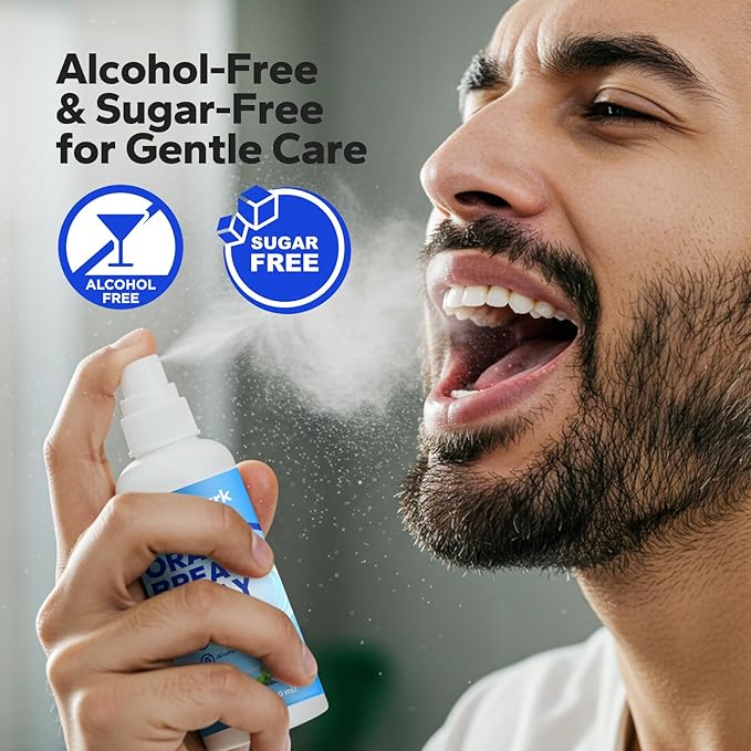 Fresh Breath Spray (2 Pack), Mouth Moisturizer for Dry Mouth, Long Lasting Mint Flavor, 1.69 oz Travel Size, Alcohol-Free & Sugar Free, Natural Ingredients for Bad Breath Instant Fresh