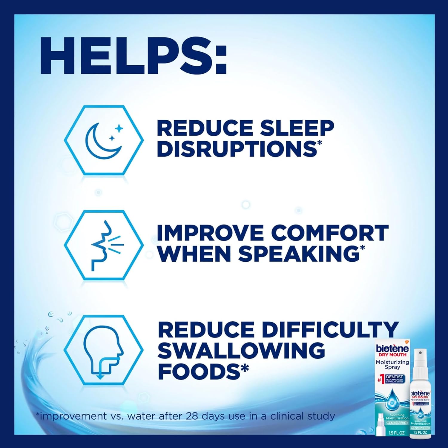 1 Pack of Biotene Moisturizing Dry Mouth Spray, Moisturizing Spray for Dry Mouth and Bad Breath, Gentle Mint - 1.5 fl oz + Vitamin and Mineral Exclusive Guide