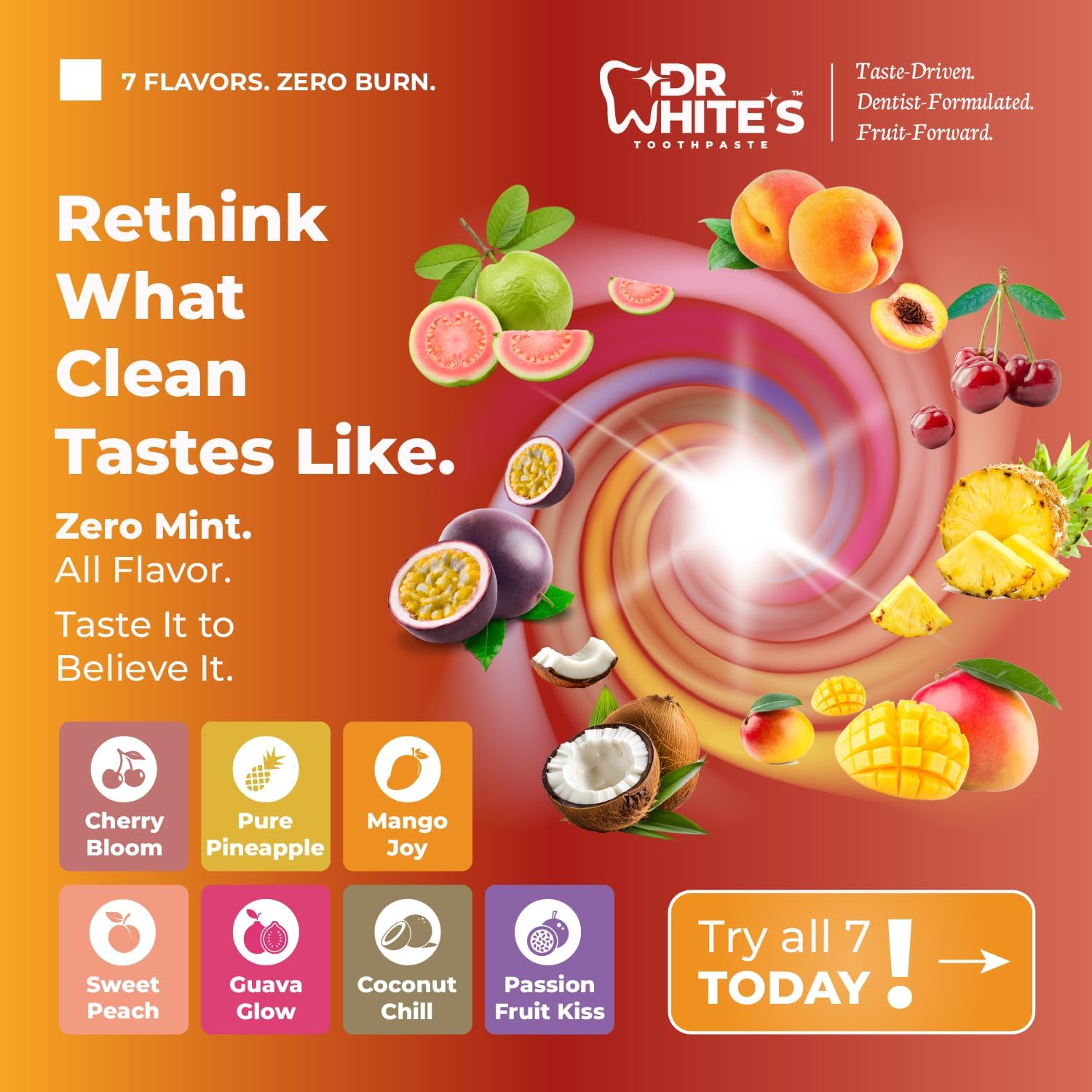 Dr. White’s Fluoride-Free nHA Toothpaste 3-Pack; Dentist-Formulated, Nano Hydroxyapatite + Xylitol, Sensitivity Relief Complex™, Mint-Free, Enamel Safe, Swallow-Safe (3.5 Oz, Mango Joy)