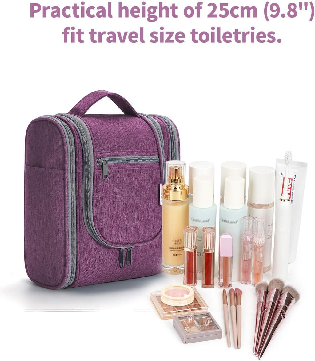 Narwey Small Hanging Toiletry Bag Women Travel Makeup Bag Organizer Toiletries Bag for Travel Size Essentials Accessories Cosmetics (Medium, Dark Purple)