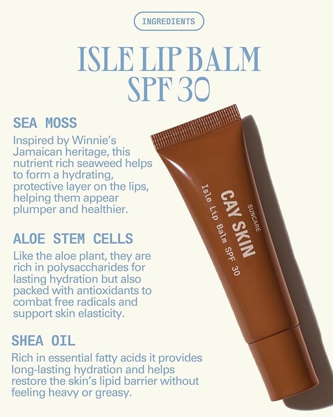 Cay Skin Isle Lip Balm SPF 30 – High Shine, Hydrating + Sheer Lip Gloss in Vanilla Brown Sugar Flavor – Formulated with Natural Ingredients for All Skin Tones – Cocoa Cabana, 0.35 oz