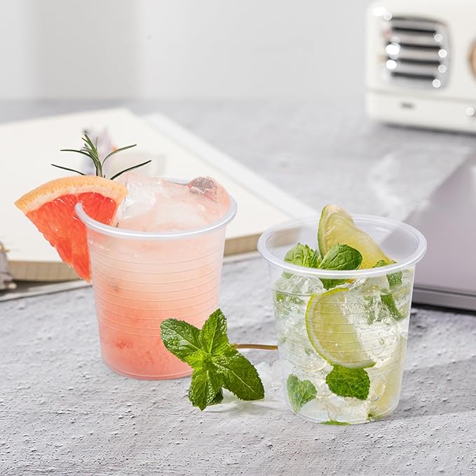 100 Pack 3 oz Plastic Cups, Clear Disposable Plastic Cups Bulk, Small Mouthwash Cup, Cold Drinking Cup for Travel, Bathroom, Travel, Picnic