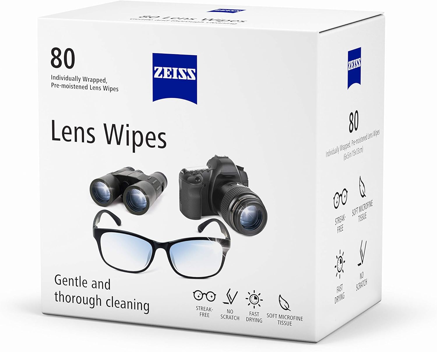 ZEISS Pre-Moistened Lens Cleaning Wipes, 80 Count