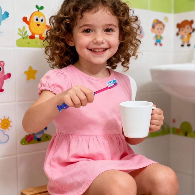 12pcs Kids Toothbrushes with Suction Cup - Cartoon Cute Manual Toddler Tooth Brush - Child Sized for Toddler Boys and Girls