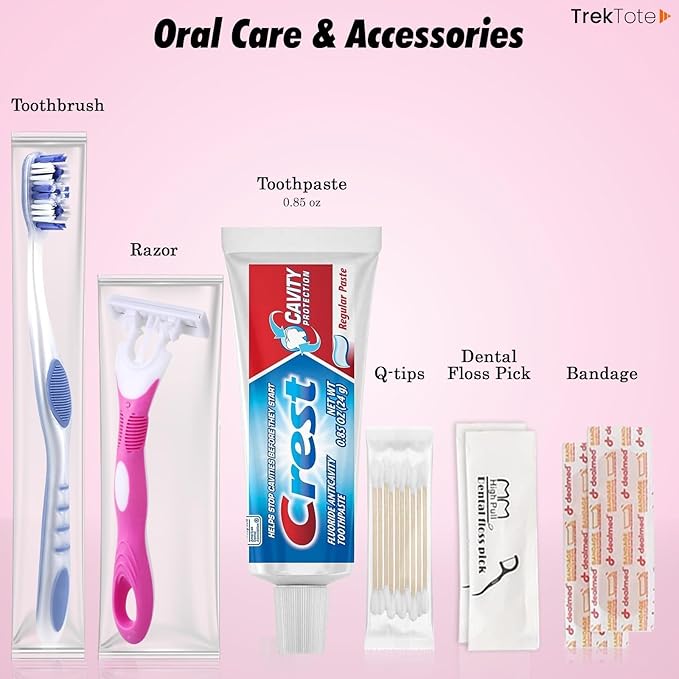 Trektote Toiletry Kit For Women, Featuring Top Brand Toiletries for Whole Body, TSA Compliant Travel Essentials with Shampoo, Conditioner, Lotion, Toiletry Bag & More, 15 Piece Set