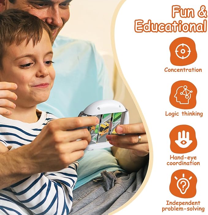 Rotating Puzzle for Kids 3 4 5 6 7 8 Year Old, 4 Puzzles in 1, Toddlers Travel, Car, Airplane, Road Trip Activities, Fine Motor Skills, Fidget, Gift for Boys & Girls Ages 3+ (Transportation)