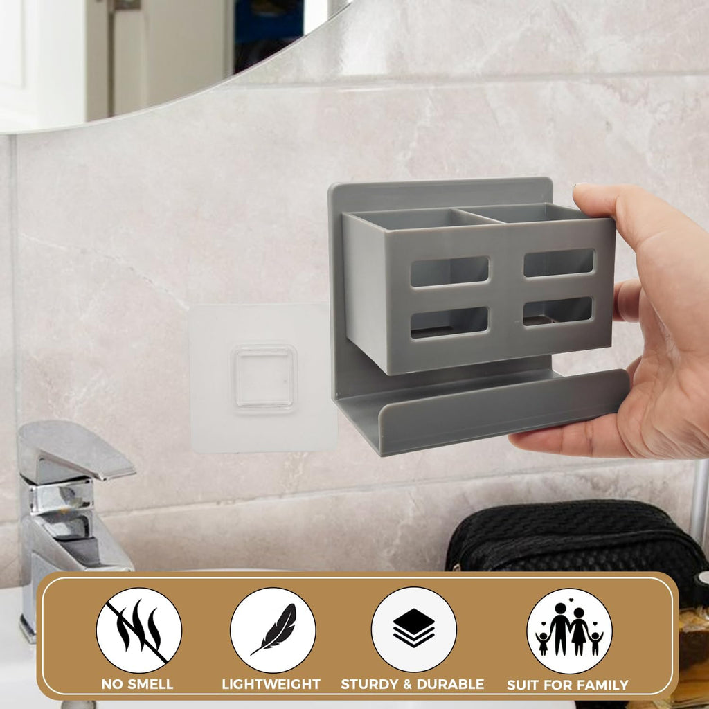 Toothbrush Holders for Bathrooms, Electric Toothbrush and Toothpaste Holder, Razor Holder for Shower, Toothbrush Holders Wall Mounted, Space Saving for Bathroom(Grey)