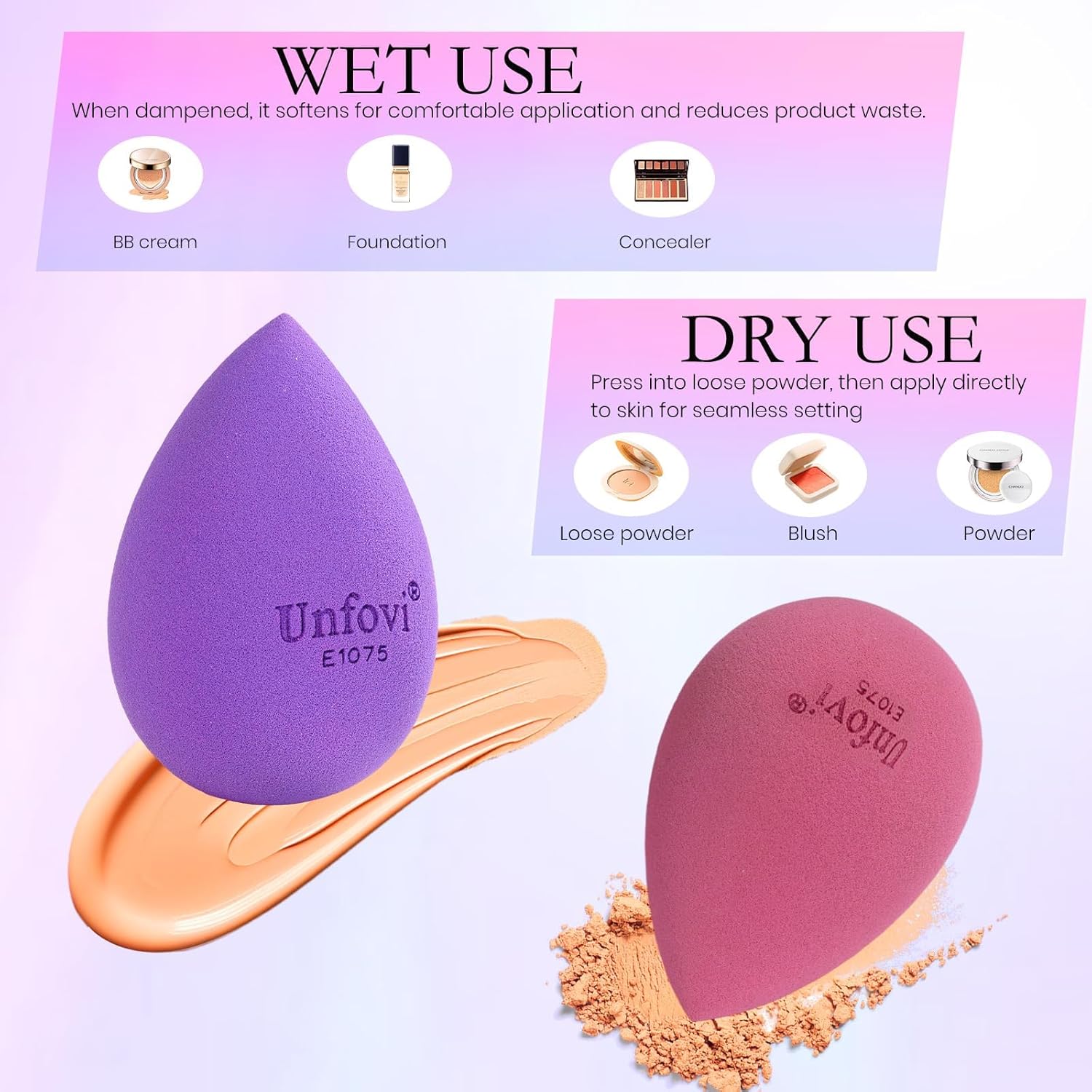 Multicolor Makeup Sponges Set, 7Pcs Ultra-soft and Latex Free Makeup Sponge for Foundation, Drop Shape Beauty Cosmetic Blender For Powder Cream and Liquid, Super Soft Wonder Cosmetic Applicator