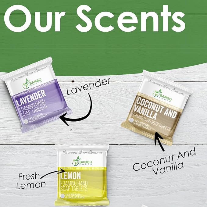 18 Pack Natural Foaming Hand Soap Tablets - Soft Moisturizing Handwash Tab Refills - 1 Tablet = 9 Oz Liquid Wash Foam Handsoap - Eco-Friendly Softsoap Refill Tabs (18 Variety Pack)