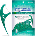 Brightworks ECO Sustainable Floss Picks - 270 Count - PFAS Free - Made in USA100% Post-Consumer Recycled Plastic, Super Strong Mint-Flavored Floss with Micro-Crystals