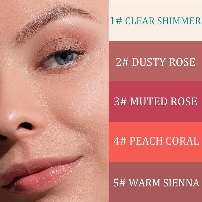 Charm Kiss 5pcs Lip Tint Hydrating Set, Moisturizing Lip Oil Balm, Waterproof Lip Gloss Non-Stick Cup Lip Tint Stain