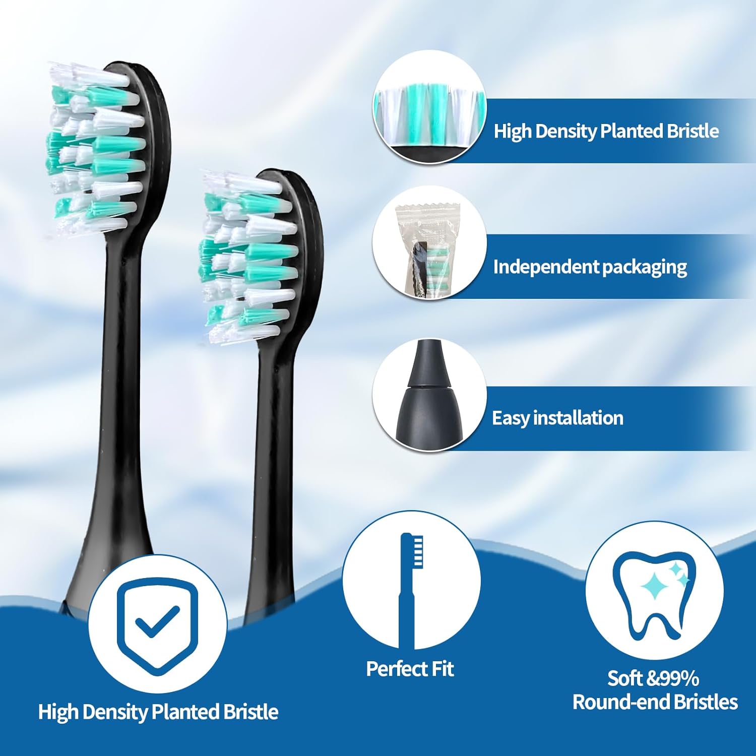 5 Pack Toothbrush Heads Compatible with Kingheroes,Soft Brush Bristles Electric Toothbrush Replacement Heads Compatible with Kingheroes