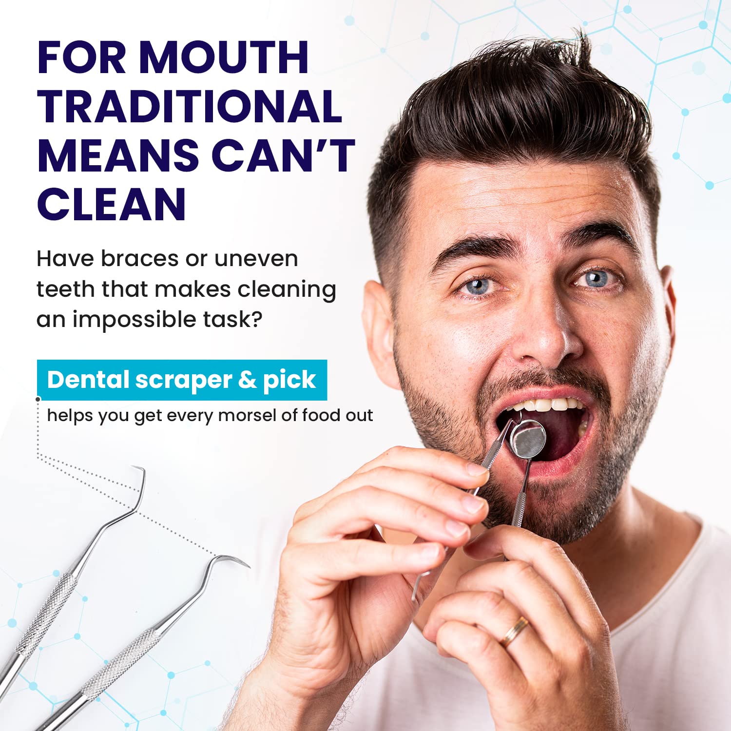 Dental Duty Dental Tools, Dental Pick for Teeth Cleaning Tools – Plaque Remover for Teeth with Teeth Cleaning Kit - Stainless Steel Dental Mirror for Teeth, Scraper and Scaler, (OffWhite)