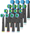 Replacement Toothbrush Heads Compatible with Braun Oral b 7000/Pro 1000/9600/ 5000/3000/8000/Genius and Smart Electric Toothbrush, 16 Pcs (Black)