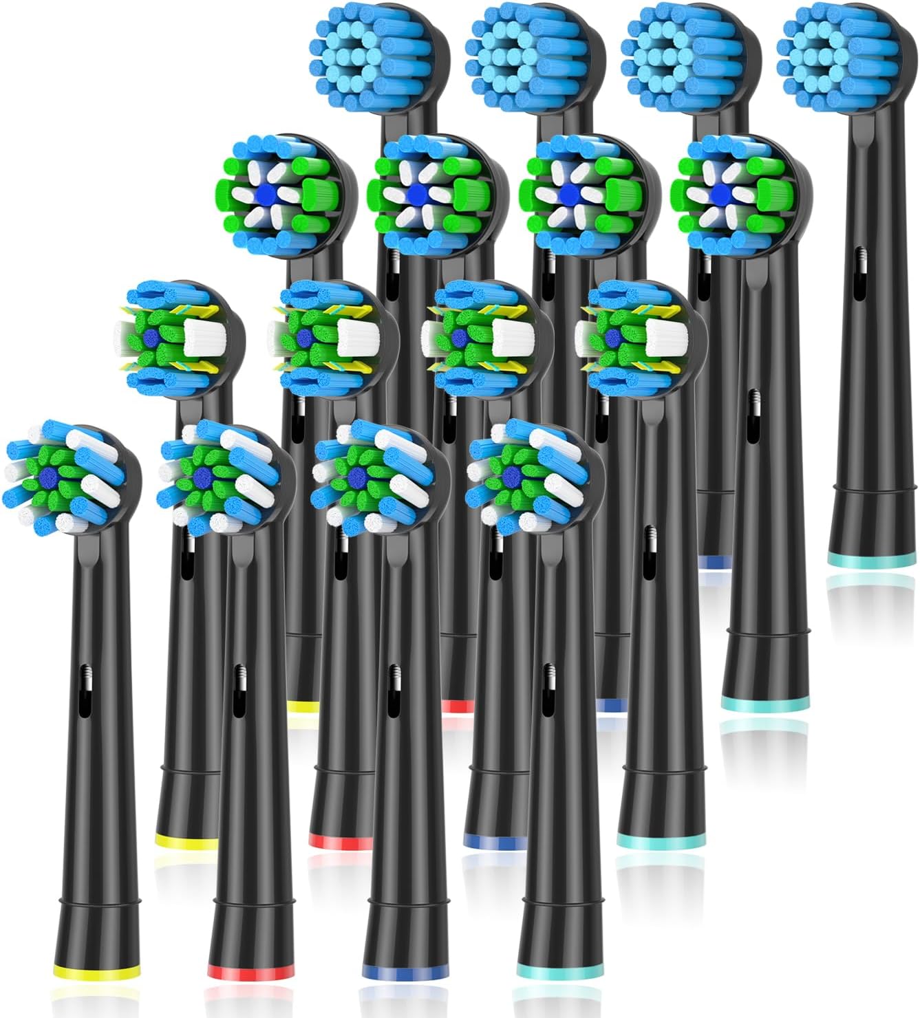 Replacement Toothbrush Heads Compatible with Braun Oral b 7000/Pro 1000/9600/ 5000/3000/8000/Genius and Smart Electric Toothbrush, 16 Pcs (Black)