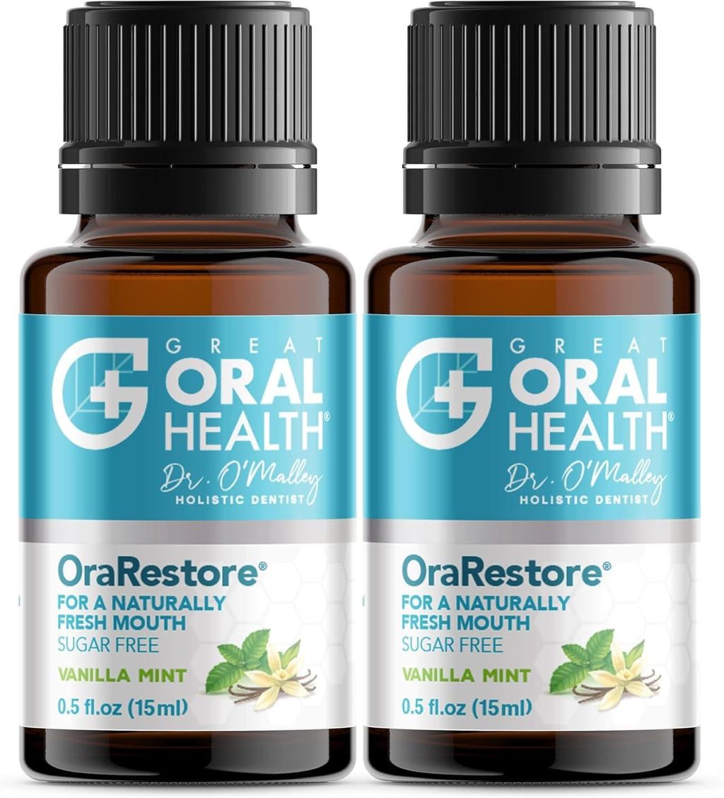 OraRestore Bad Breath Treatment for Adults Halitosis: Dentist Formulated Oral Rinse Concentrate Tooth Oil Liquid Toothpaste, Fresh Breath Mouthwash for Dry Mouth, Oral Care, Healthy Gums, Teeth -2pack