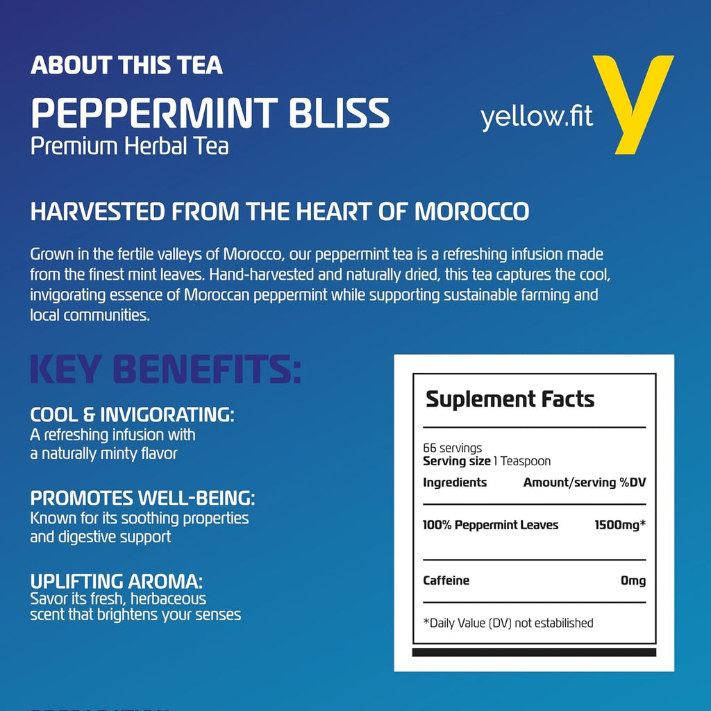 PEPPERMINT BLISS Premium Herbal Tea HARVESTED FROM THE HEART OF MOROCCO