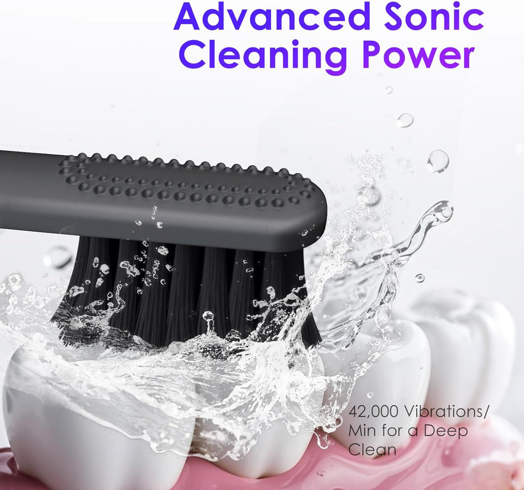 Electric Toothbrush, Portable Travel Sonic Toothbrush with Protective Case USB-C Rechargeable, Neutral Comfort Bristles, Waterproof, Smart Timer, Compact for Daily Use (Slate Gray)