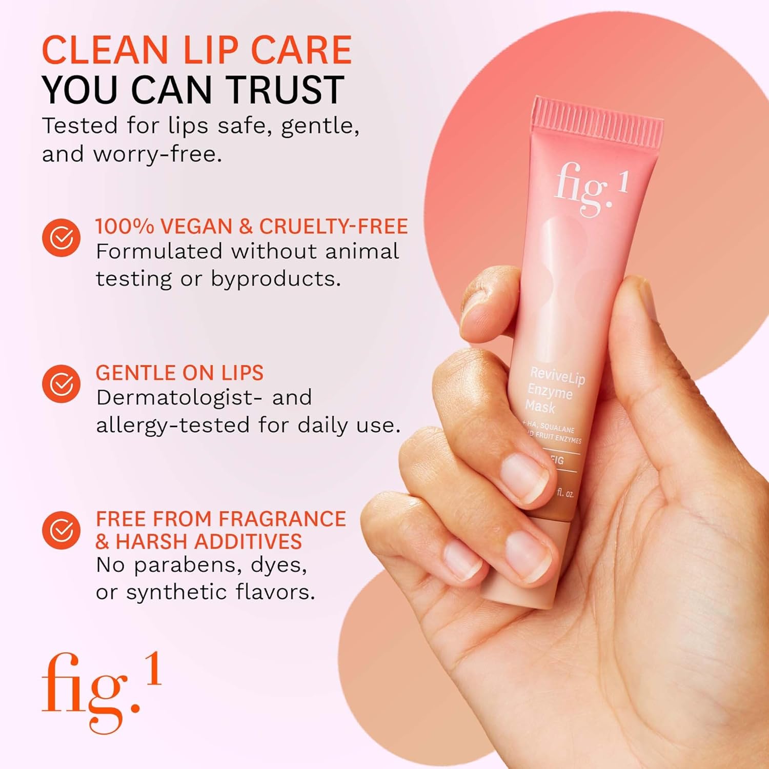 Fig.1 ReviveLip Enzyme Mask | Hydrating Lip Balm for Dry Flaky Lips – Vegan Moisturizing Lip Treatment with Papain & Hyaluronic Acid | Overnight Lip Mask | Lip Moisturizer for Sensitive Skin 0.5 oz