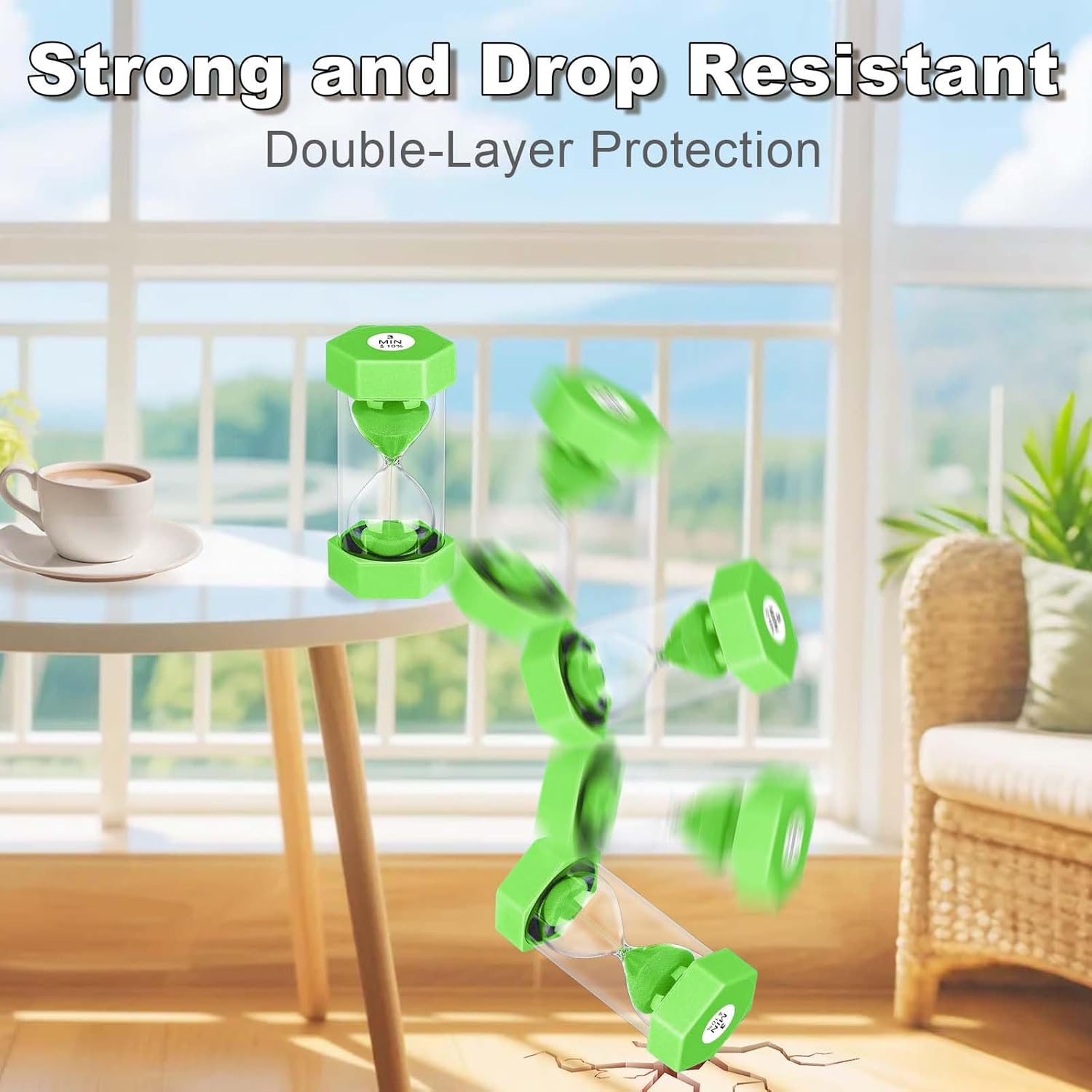 25 Minute Hourglass Sand Timer, Plastic Sandglass Watch Timer, Unbreakable Green Sand Clock Hour Glass 25 Min for Classroom, Games (Green)