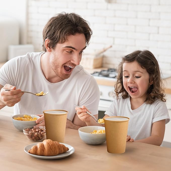 1000 Pack 12 OZ Paper Cups, Brown Kraft Disposable Paper Coffee Cups 12 oz, Unbleached Paper Cups for Hot/Cold Beverage Party, Picnic, Travel, and Events.