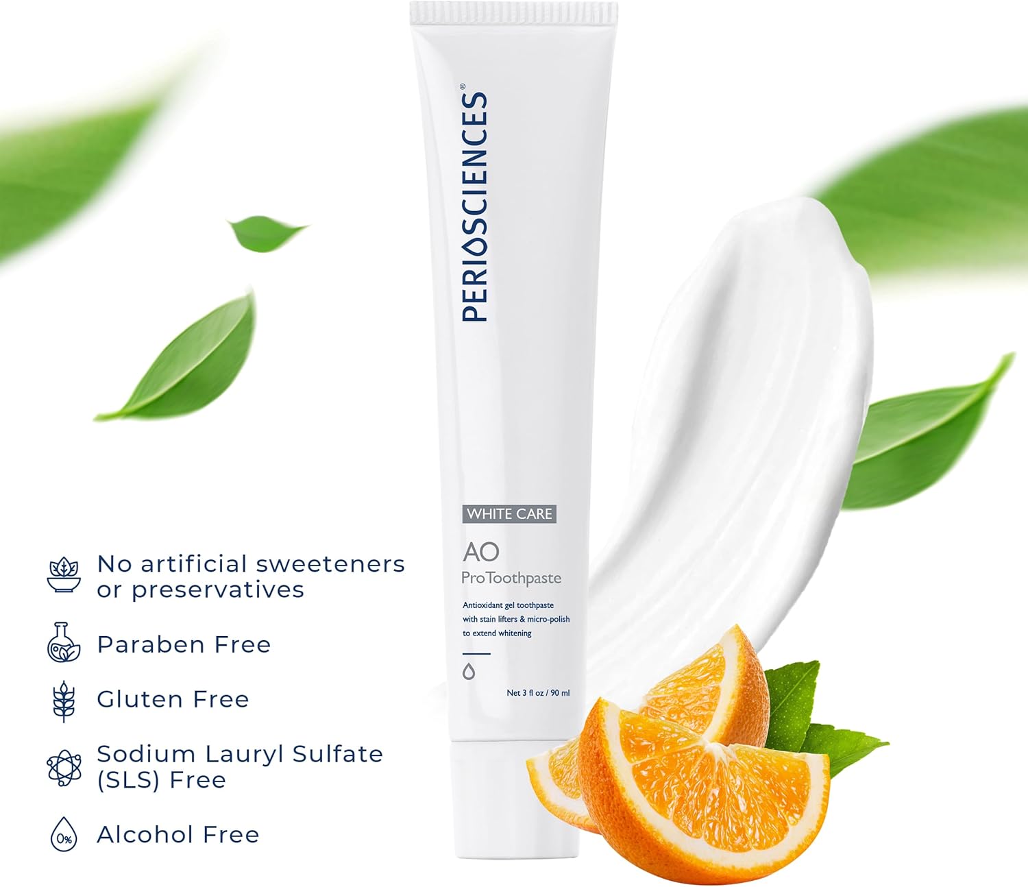 PerioSciences AO Pro Post Whitening Toothpaste with Nano Hydroxyapatite, Remineralizing, 3 fl oz / 90ml - Pack of 2