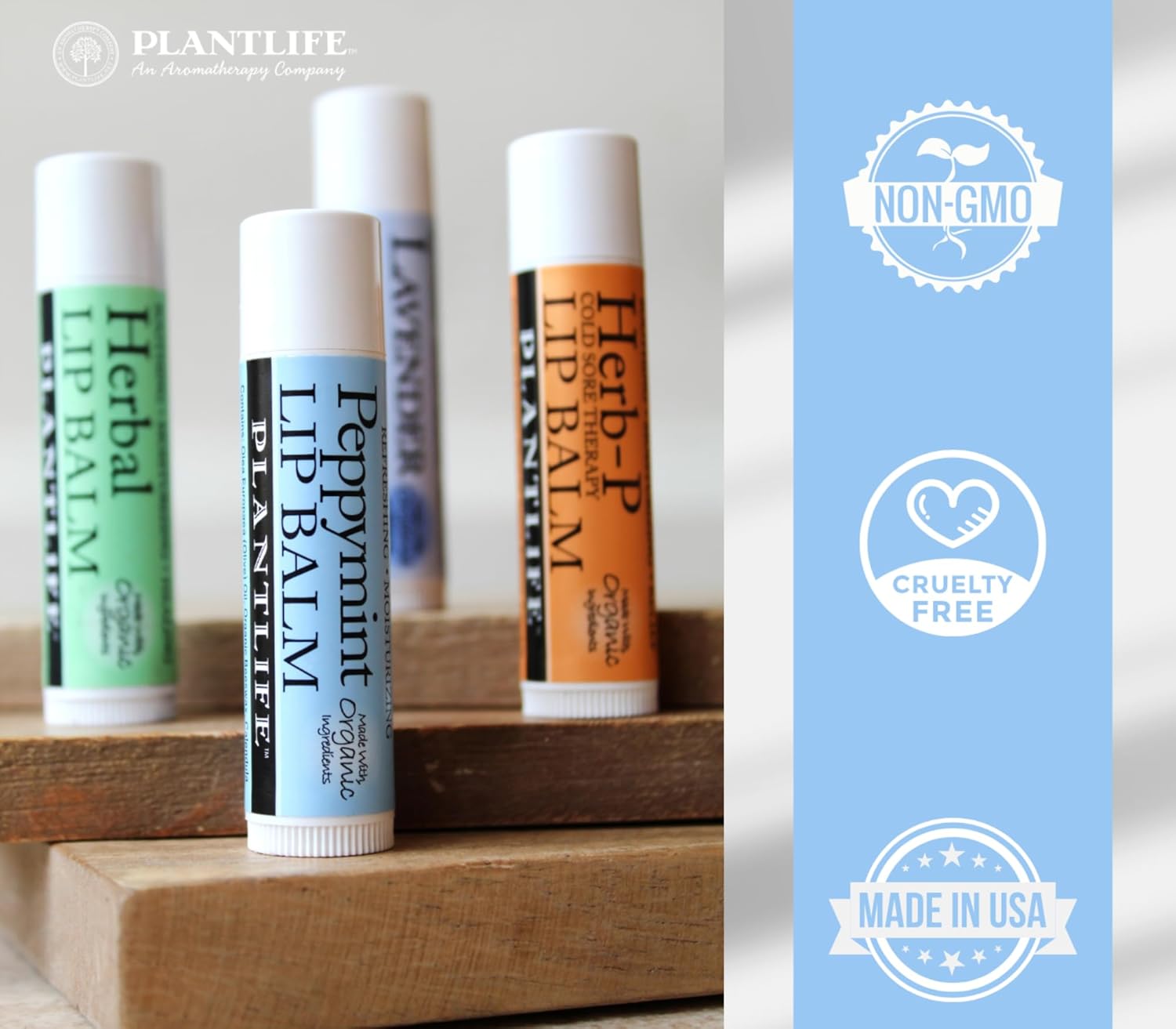 Plantlife Herbal Lip Balm 2 Pack - Organic Made with Beeswax, Calendula & Chamomile - Soothing Balm for Chapped Lips - Moisturize Lips & Works on Minor Cuts - Made in California