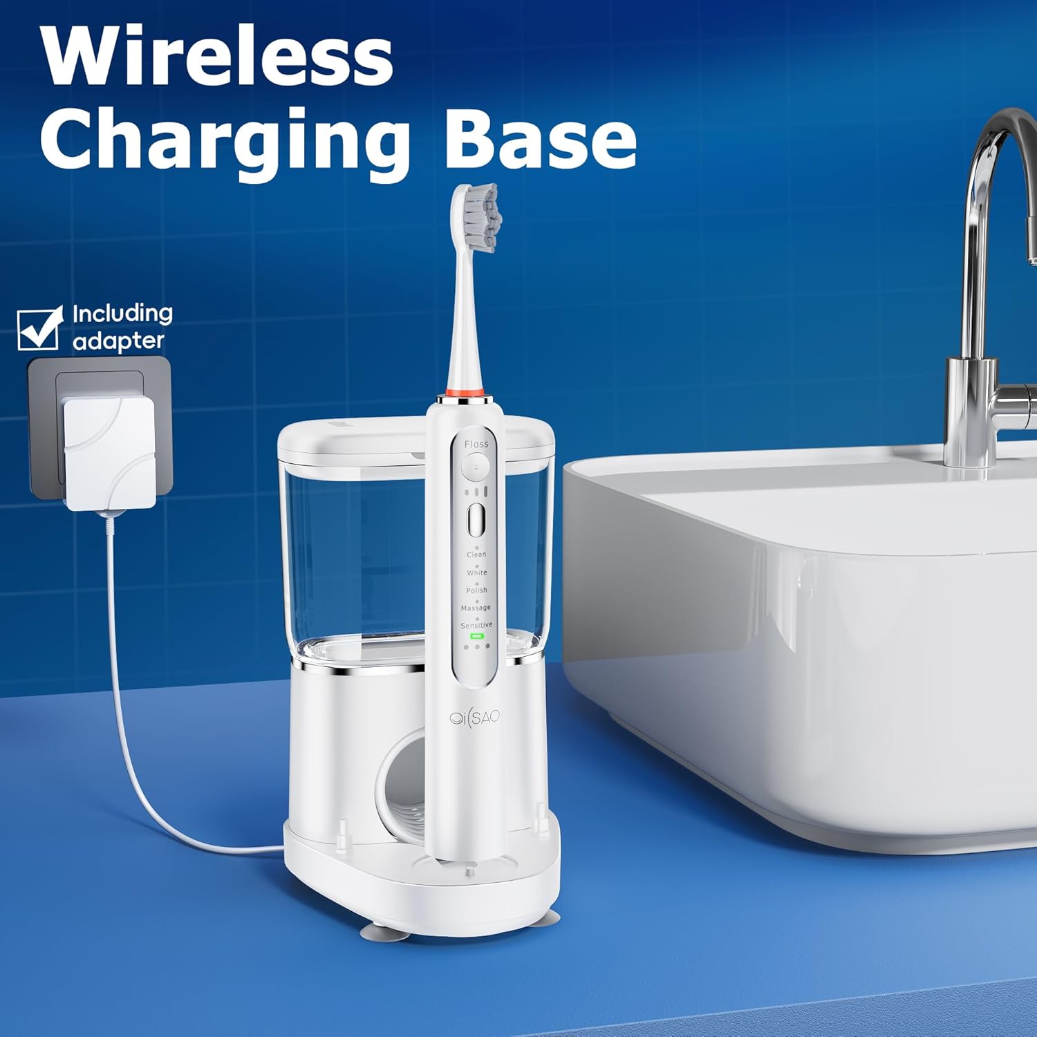 Electric Toothbrush with Water Flosser, Advanced 2.0 Flossing Toothbrush Combo in One with 5 Brush Modes & 3 Floss Speeds,500 ML Cordless,for Adults,Teeth, Gums, Braces, Dental Care,White