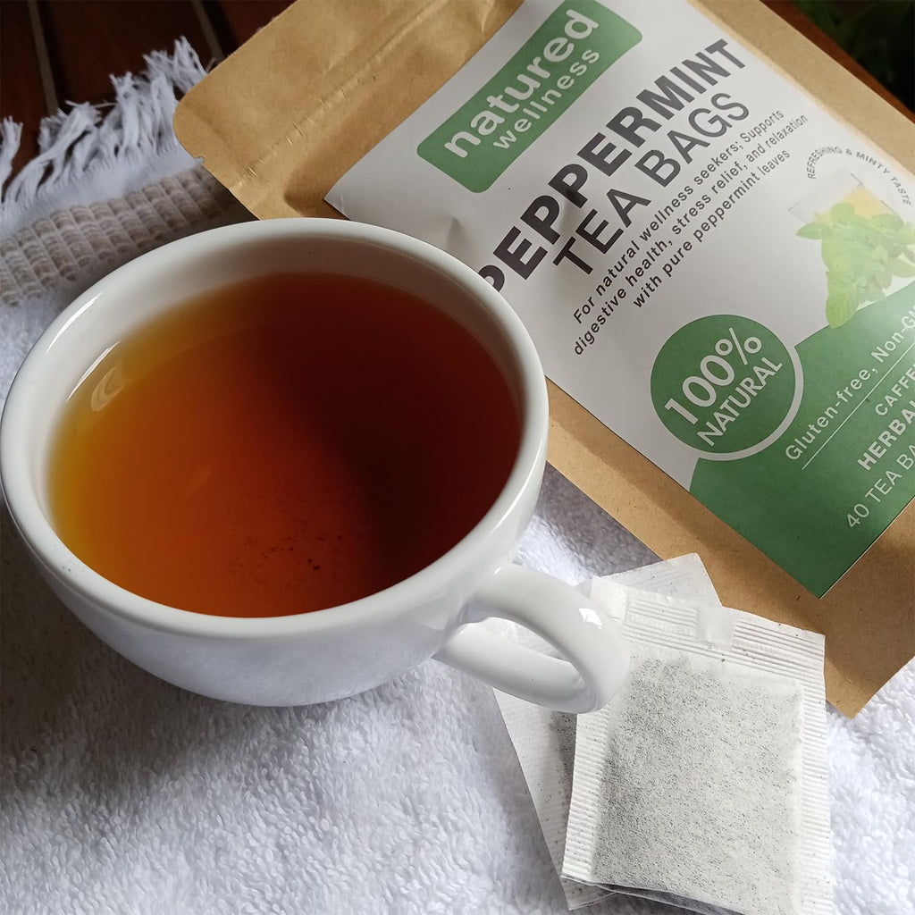 Natured Wellness Peppermint Tea Bags (Te De Menta) – Herbal Tea to Support Digestive Health, Sleep, and Relaxation – with Pure Peppermint Leaves – Non-GMO, Caffeine-free – 40 Teabags