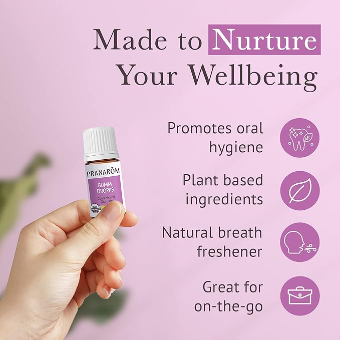 Pranarom - Gumm Dropps Essential Oil for Teeth & Gums, Natural for Oral Care, Pure & Organic Essential Oils (Peppermint, Thyme, Clove, Lemon, & Cinnamon), 5 ml